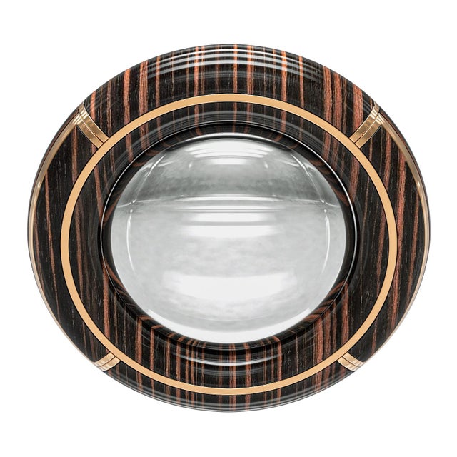 Wood "Sparrow" Convex Wall Mirror With Bronze Details, Handcrafted For Sale - Image 7 of 9
