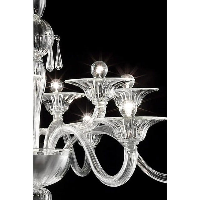 Early 21st Century Transparent Venetian Murano Glass Chandelier by Simoeng for Simoeng For Sale - Image 5 of 6