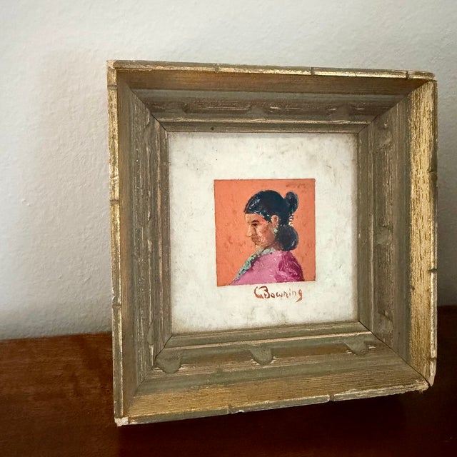 1930s 1930s John Gaitha Browning "Navajo Woman" Oil Painting Framed Original For Sale - Image 5 of 10