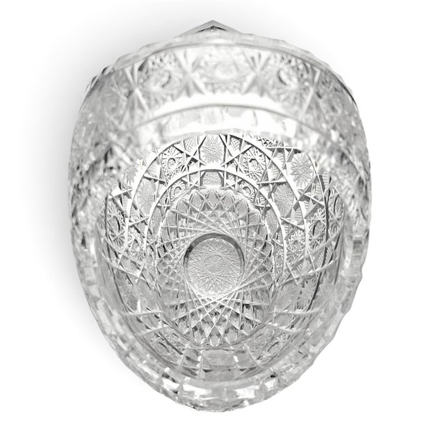 Glass Mid-to-Late 20th Century Czech Bohemian Queen’s Lace Cut Crystal Basket 6" For Sale - Image 7 of 12