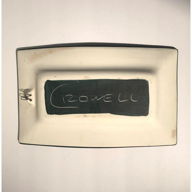 Abstract Victoria Crowell Slab-Built Colored Slip Decorated Porcelain Tray For Sale - Image 3 of 5