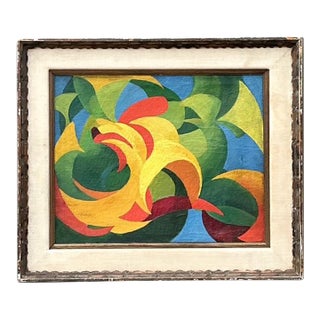 Vintage MCM Original Abstract Oil on Canvas For Sale