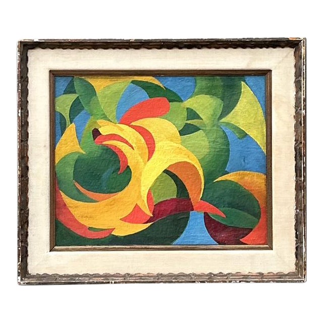 Vintage MCM Original Abstract Oil on Canvas For Sale