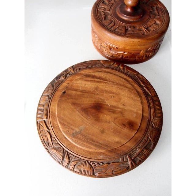 Vintage Carved Wood Cake Stand For Sale - Image 6 of 10