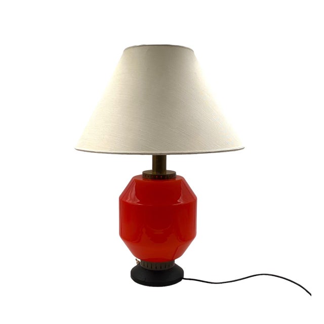 Metal Space Age Orange Glass Table Lamp Base, Stilnovo, Italy 1960s For Sale - Image 7 of 12