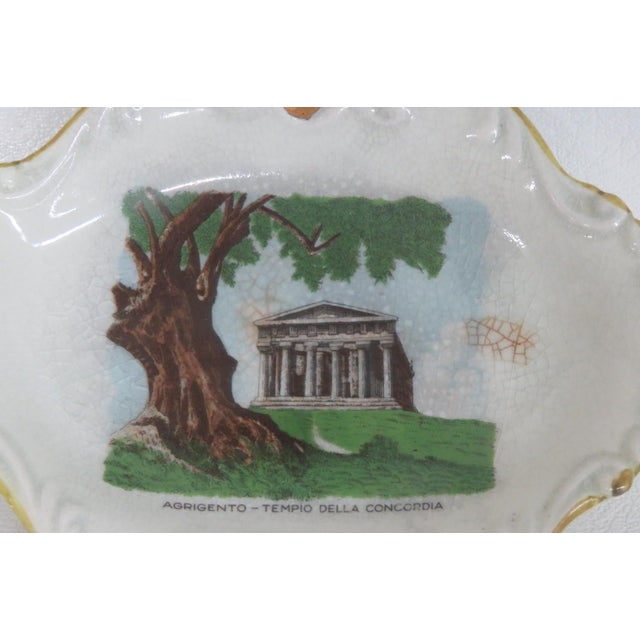 Mid-Century Modern Porcelain Trinket Dish Ashtray Agrigento Italy Temple of Concordia Motif 4873b For Sale - Image 3 of 12