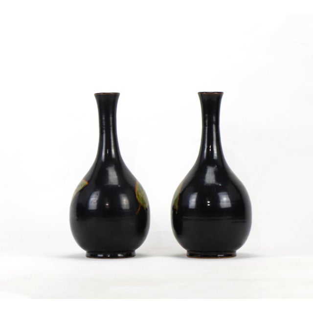 Wood A Pair of Chinese20th-Century Jizhou Kiln Wood Leaf Pattern Vases For Sale - Image 7 of 8