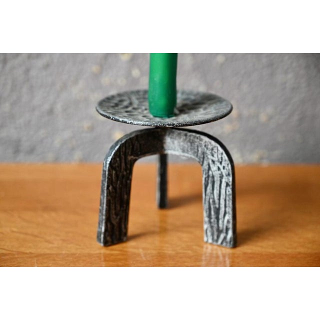 1970s Brutalist Tripod Metal Candleholder, 1970s For Sale - Image 5 of 7