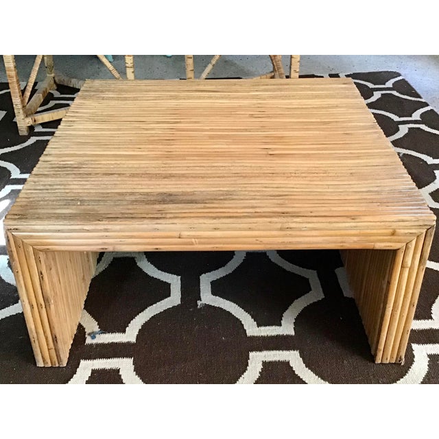 Boho Chic Pencil Reed Rattan Square Modern Parsons Style Coffee Table