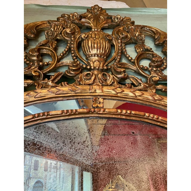 Large 19th Century French Giltwood Marriage Mirror Antique Overmantel Mirror with Original Mercury Foxed Glass For Sale - Image 12 of 13