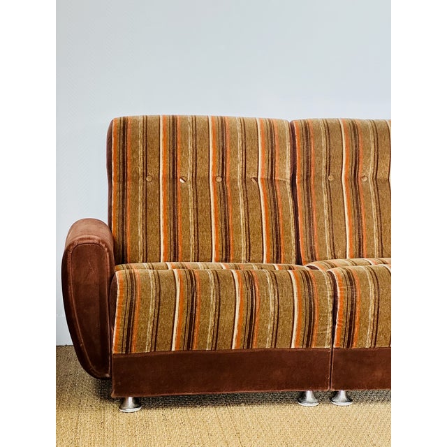 Brown Vintage Velvet Modular Sofa Set, 1970s, Set of 5 For Sale - Image 8 of 18