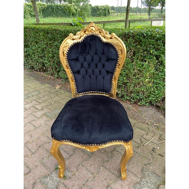 1970s Italian Baroque Gold Velvet Dining Set - 5 PCS For Sale - Image 14 of 18