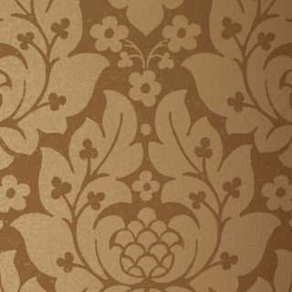 Sample - Schumacher Fiore Damask Wallpaper in Mocha For Sale