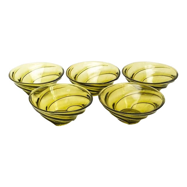 Vortex Dessert Set by J. Drost from Ząbkowice Gospodarcza Huta, Poland, 1974, Set of 5 For Sale