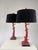1990s Tanner Kenzie for Arteriors Coral Red Resin Table Lamps With Original Black Velvet Shades - a Pair For Sale - Image 6 of 6
