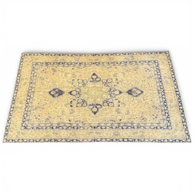 1920s Antique Sivas Rug | 3'7" X 5'10" | Ivory Field With Refined Blue Floral Design For Sale - Image 5 of 5