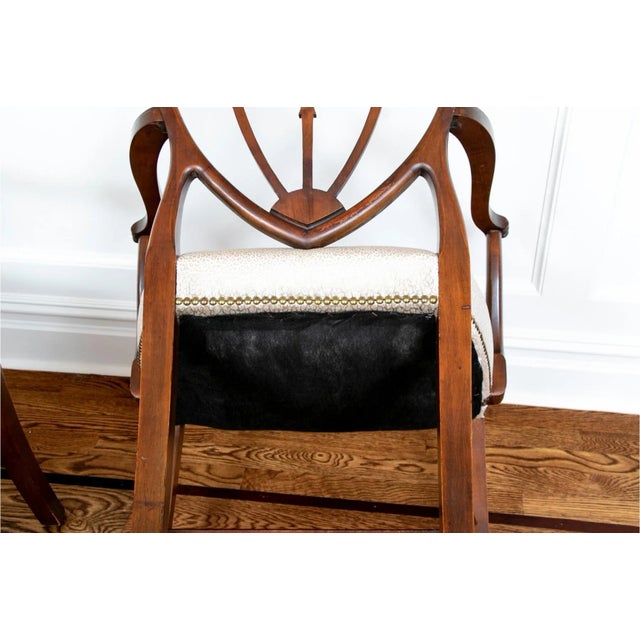 Early 20th Century Hand Carved Mahogany Hepplewhite Shield Back Armchairs—A Pair For Sale - Image 10 of 11