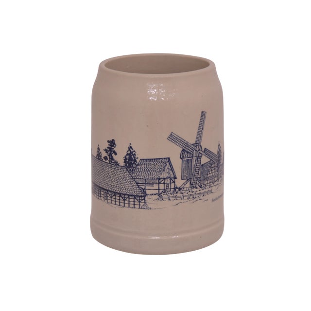 1970s Vintage Blue German Ironstone Ceramic Stein For Sale - Image 5 of 6
