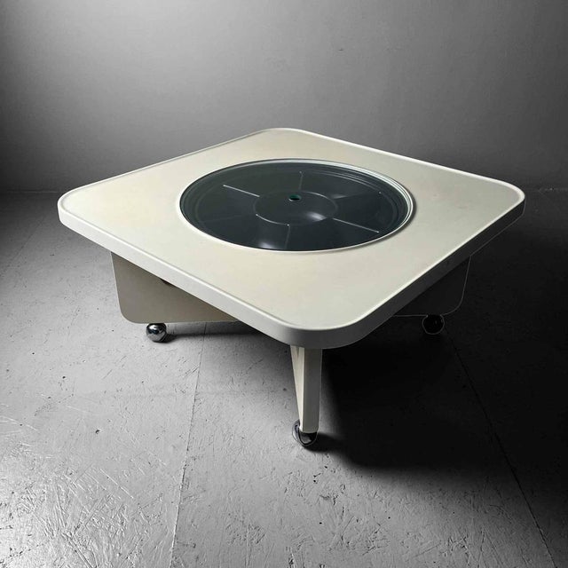 German Space Age Coffee Table with Rotating Snack Tray, 1970s For Sale - Image 3 of 18