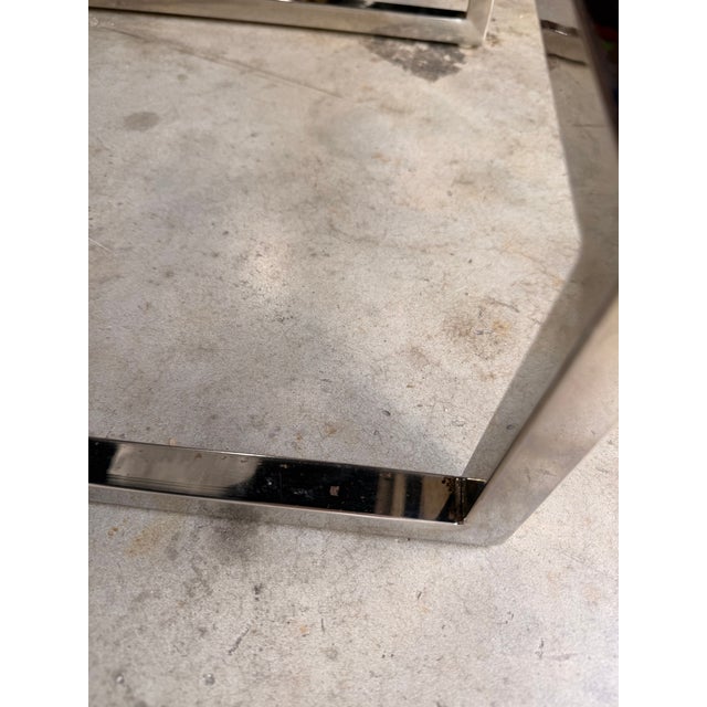 Sky Blue Palecek Blue Leather Counter Stool With Stainless Steel Legs For Sale - Image 8 of 8