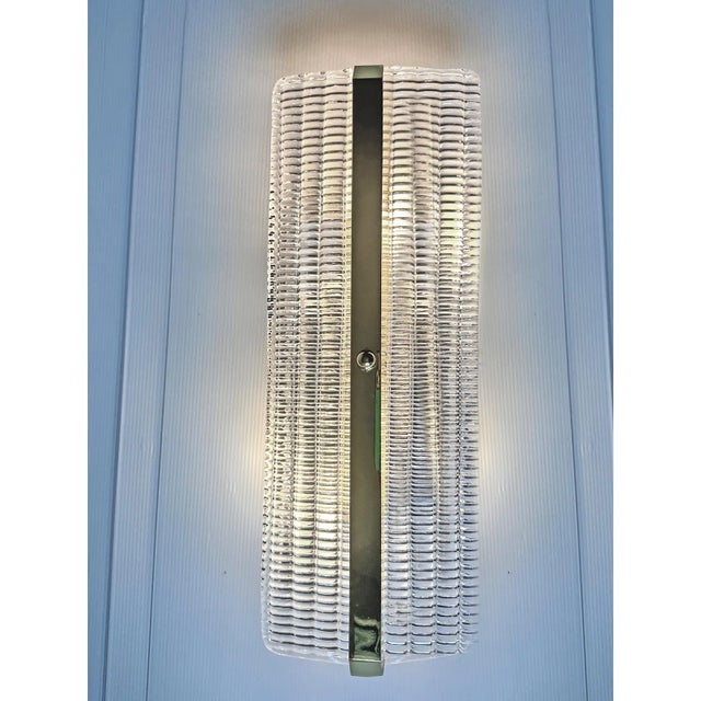 Contemporary Rectangular Murano Glass Wall Sconces With Chrome Finish – Set of Four For Sale - Image 4 of 6