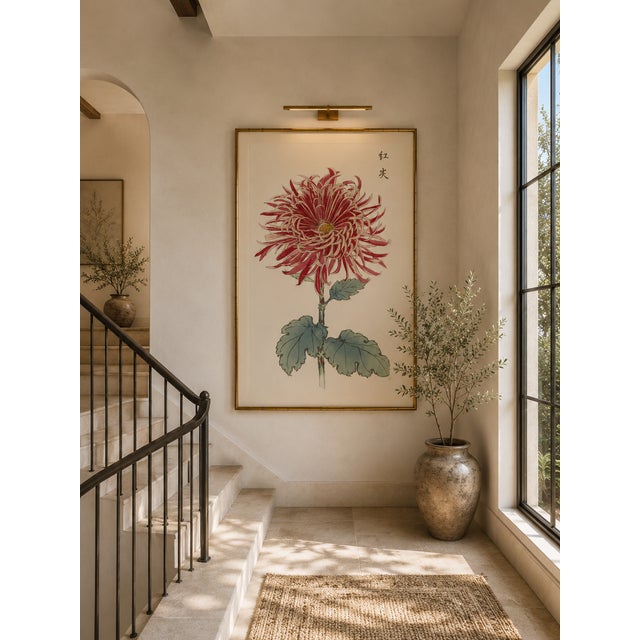 Red Red Chrysanthemum by Hasegawa, Vintage Japanese Botanical Art Print, 12" X 18" For Sale - Image 8 of 9