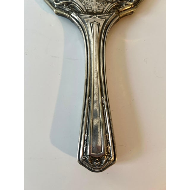 German Silver Victorian Hand Mirror with Jade Detail For Sale - Image 4 of 7