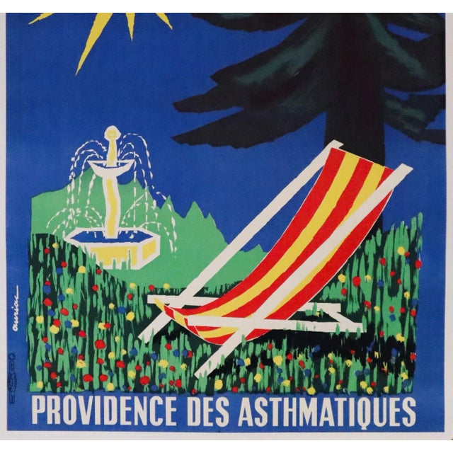 French Provincial 1950s French Travel Poster - Le Mont-Doré, 1050 M Auvergne 1886 M - Providence Des Asthmatiques (Linen-Backed) For Sale - Image 3 of 4