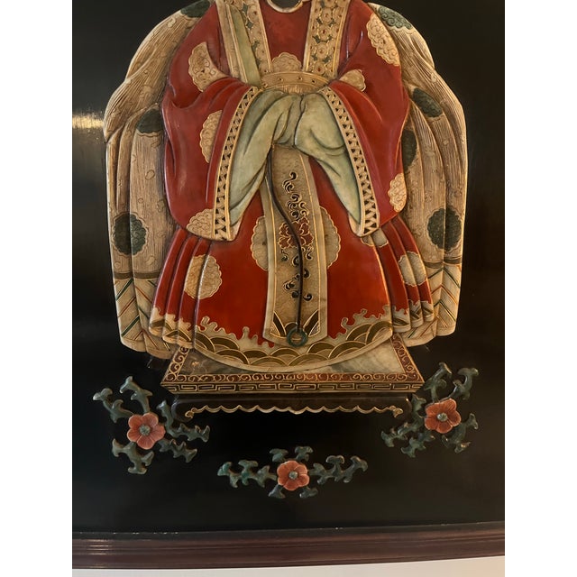 1980s Pair of 1980s Large Chinese Carved Hardstone Emperor & Empress Portraits For Sale - Image 5 of 12