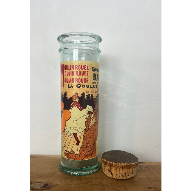 Vintage French Art Nouveau Style Pasta Jar with Moulin Rouge by Henri de Toulouse-Lautrec Motif, 1960s For Sale - Image 3 of 14