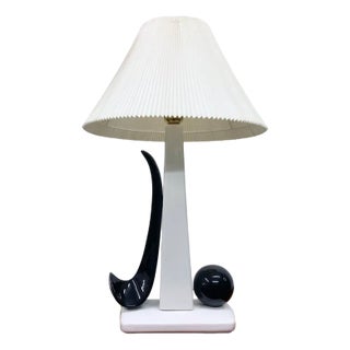 Black and White Ceramic Table Lamp, 1970s For Sale