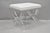 Contemporary Modern Thick Lucite Acrylic X-Form Vanity Bench Stool with White Vinyl Seat. Circa 21st Century, Pre-owned....