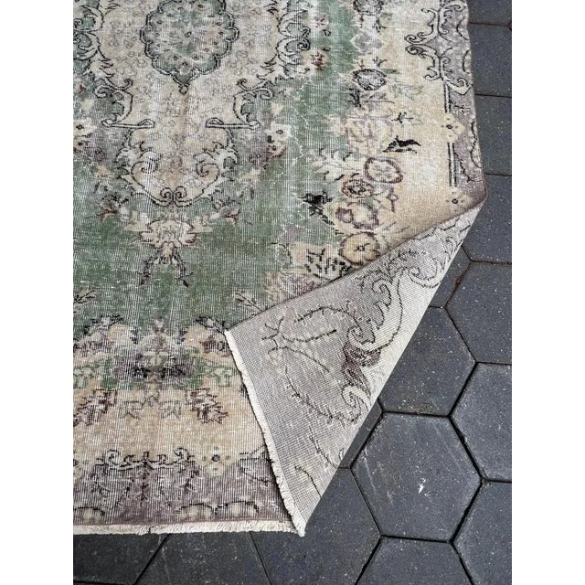 Vintage Green and Beige Yuruk Rug, 1960s For Sale - Image 10 of 11