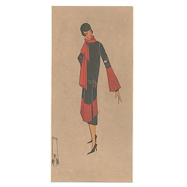 C1925 French Original Art Deco Fashion Drawing, Gouache, Documentation For Sale - Image 4 of 5