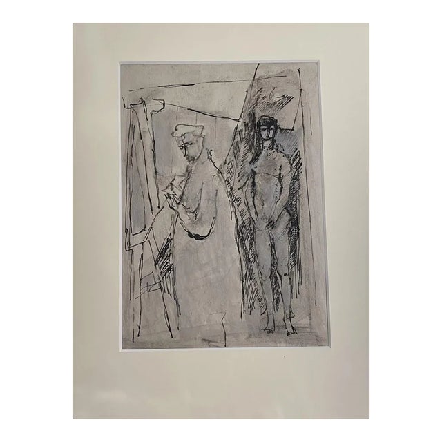 Figure, Ink and Watercolor, 18th Century For Sale