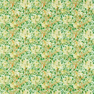 Morris & Co Honeysuckle Fabric in Sky/Burnt Orange For Sale