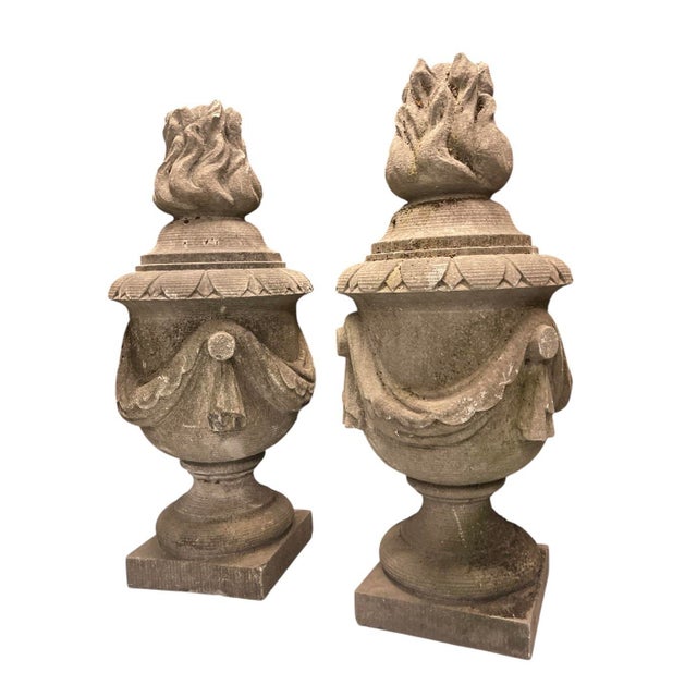 Neoclassical A Pair of Vintage Hand-Carved Italian Granite Garden Finials For Sale - Image 3 of 9