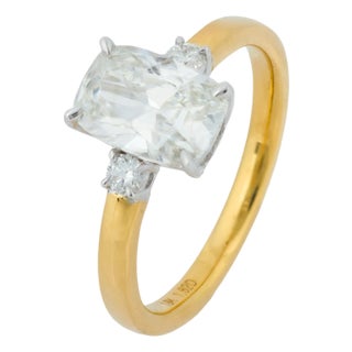 Mid 20th Century Gia 1.52 Carat Old Mine Cut Diamond 18k Gold Engagement Ring, Size 6 For Sale