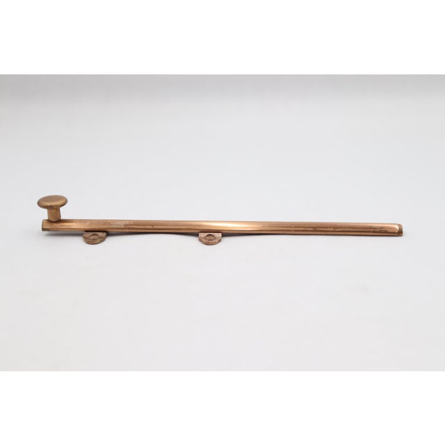 Vintage 9 In. Polished Brass Surface Door Bolt For Sale - Image 4 of 7