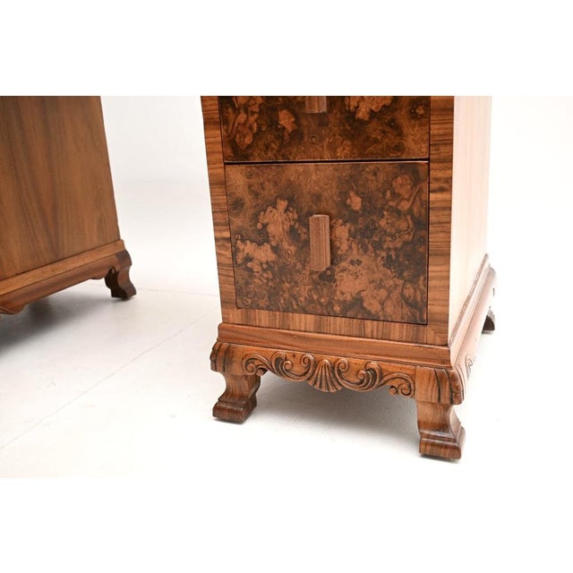 Art Deco Burr Walnut Desk with Leather Top, 1930 For Sale - Image 9 of 11