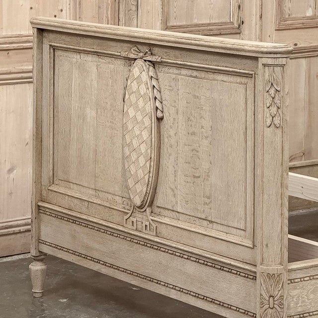 Antique Country French Louis XVI Stripped Oak Full-Size Bed For Sale - Image 11 of 18