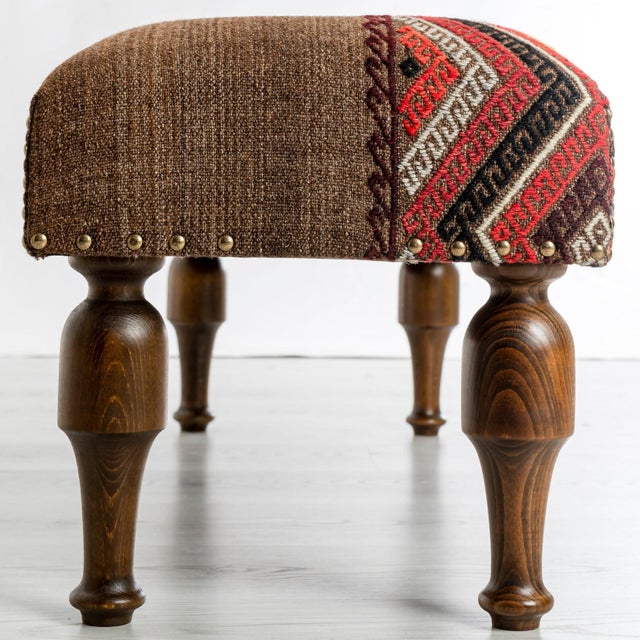 Brown Nomadic Kilim Upholstered Coffee Table For Sale - Image 8 of 8