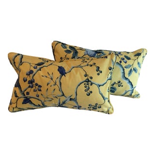 Lemon Yellow Tree Branch Pillows- Set of 2 For Sale