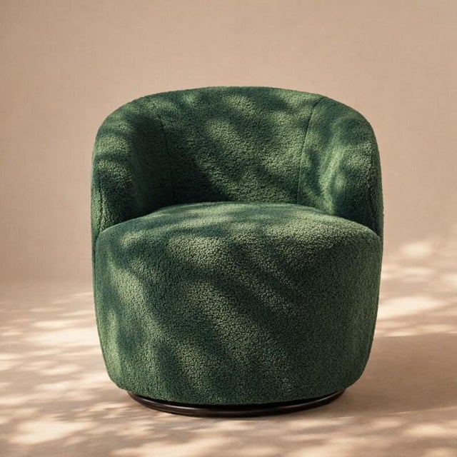 Cozy Swivel Barrel Chair, Modern Boucle Lounge Seating, Compact Accent Furniture For Sale - Image 14 of 17