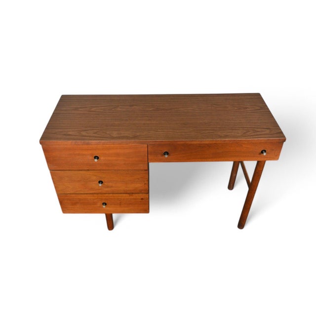 Stanley Furniture Mid Century Walnut Writing Desk in Walnut by Stanley For Sale - Image 4 of 6