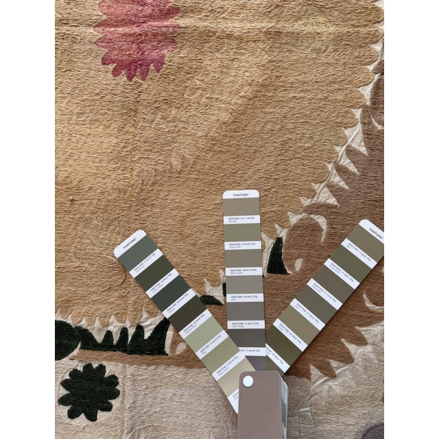Suzani Wall Decor — Neutral Tan Uzbek Tablecloth For Sale - Image 9 of 9
