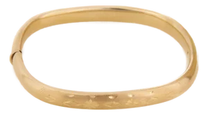 Diamond Cut Floral Design 14k Yellow Gold Bangle