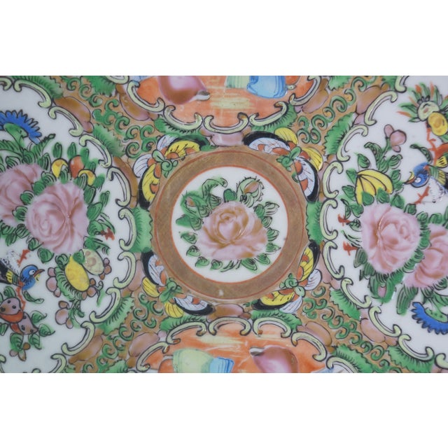 Antique Chinese Export Famille Rose Medallion Porcelain Serving Bowl & Platters For Sale - Image 6 of 18