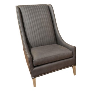 Hancock & Moore Chase Channel Back Chair, Driftwood Frame & Nail Trim For Sale