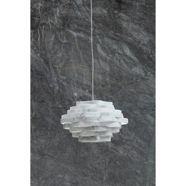 Contemporary Nest LN3 Decorative Hanging Lamp in White Carrara Marble by Bufalini Marmi For Sale - Image 3 of 14